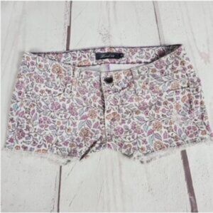 Level 99 Cutoff Denim Shorts White with floral print Womens Size 26
